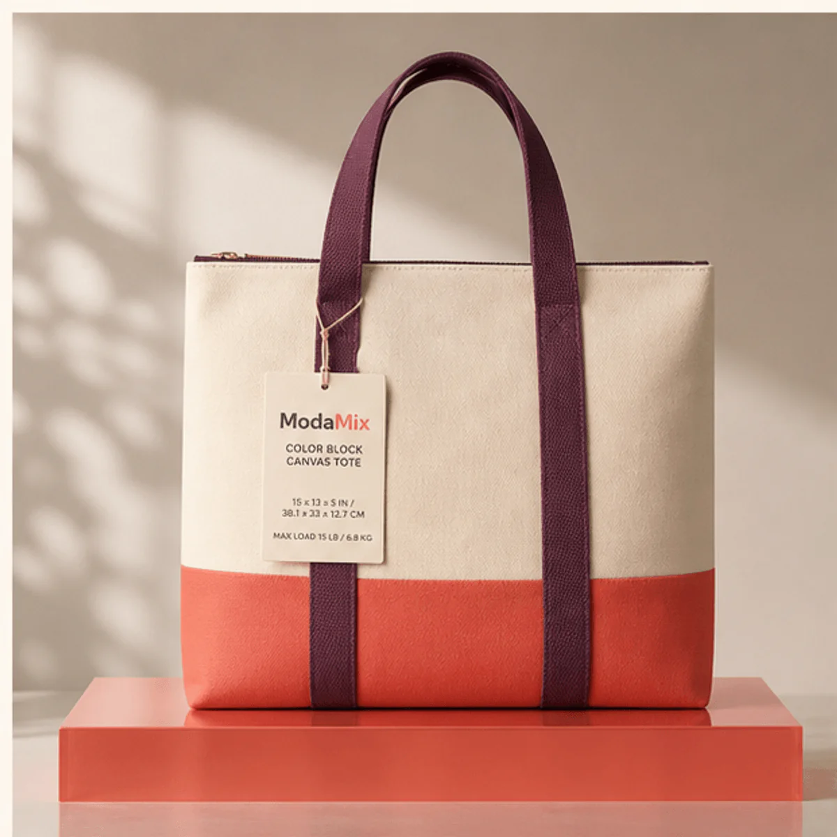 Color Block Canvas Tote