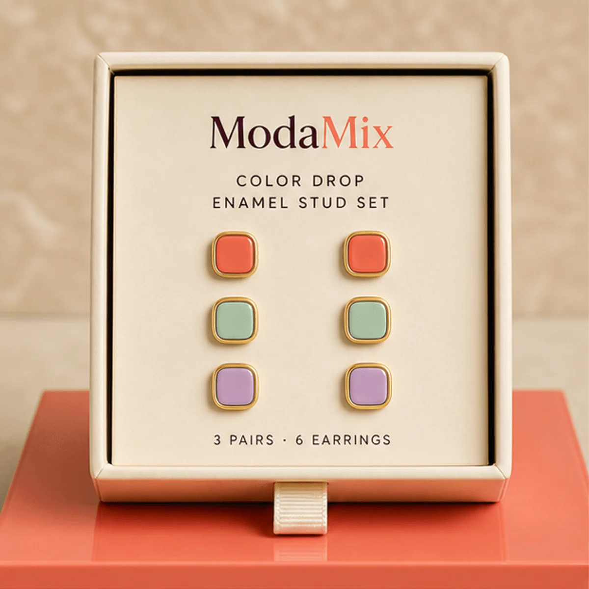 Color Drop Enamel Stud Set
